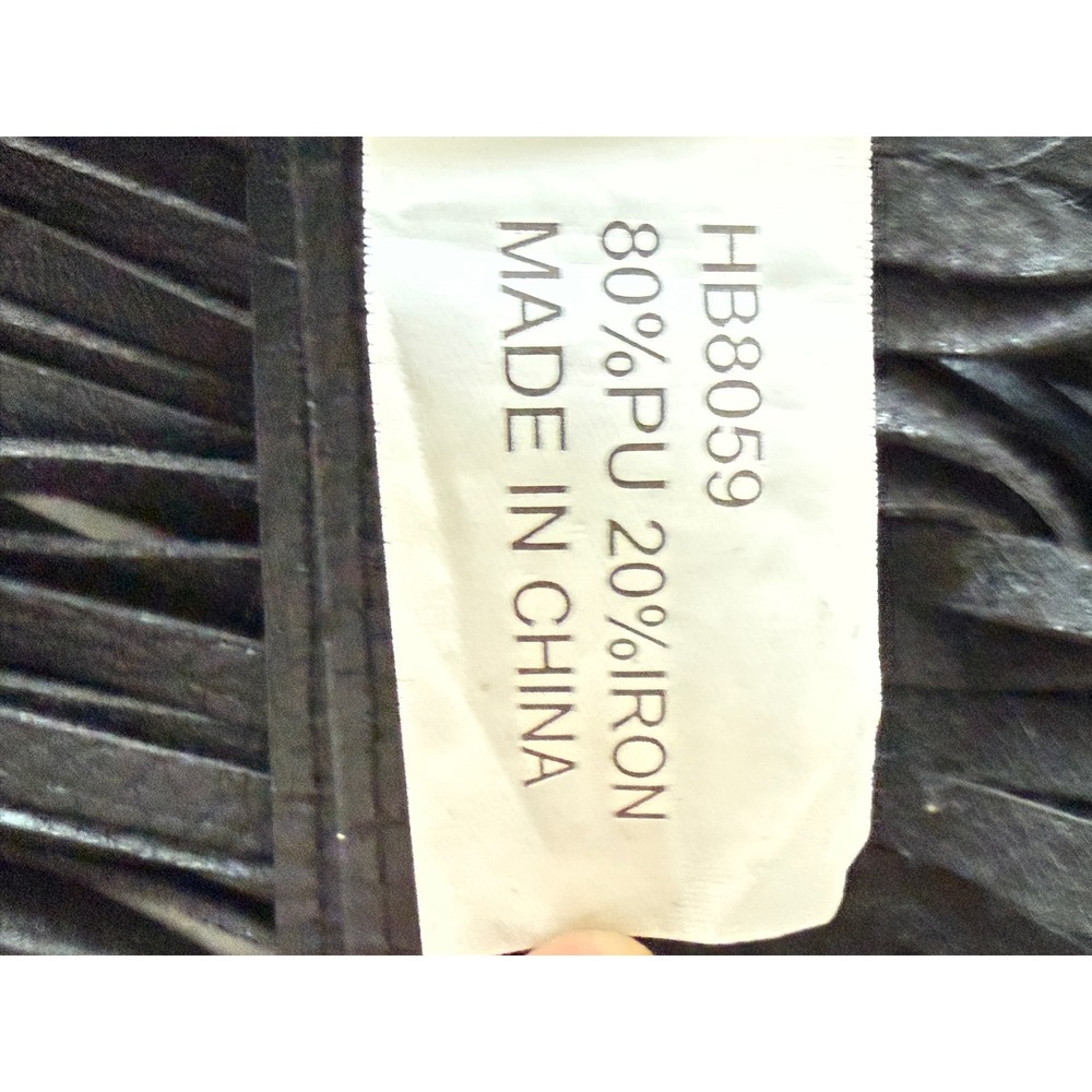 Western‎ Black Faux Leather Fringe Belt Skirt Double Buckle Festival Cowgirl - Picture 8 of 8
